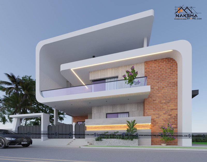 40×60 Modern House Elevation Design | Luxury 3D Exterior by Naksha Store